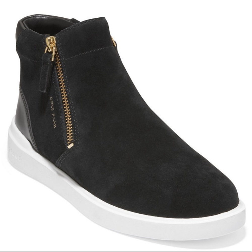 New! Cole Haan black suede side zip sneakers